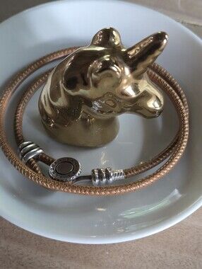 Pandora Brown Golden Tan Double Leather Bracelet Size 7.5